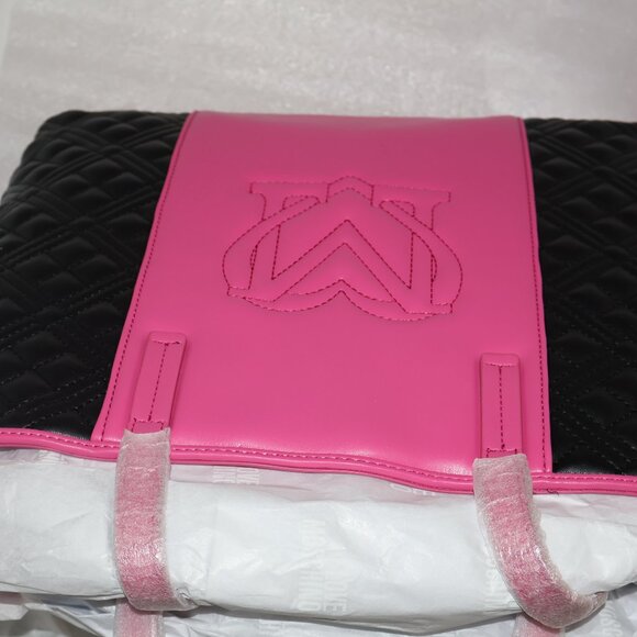 Love Moschino Quilted Tote Black Pink Shoulder Bag Gold Hardware - Picture 11 of 12